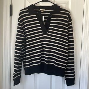 Stripe Jcrew cashmere sweater with buttons